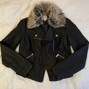 Candie’s Faux Leather Fur-trimmed Jacket